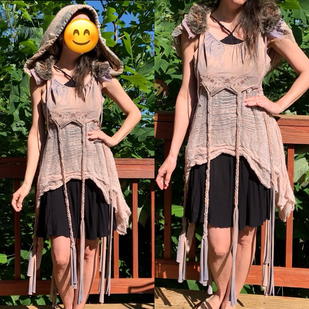 Bohemian Hooded Top Vest OOAK